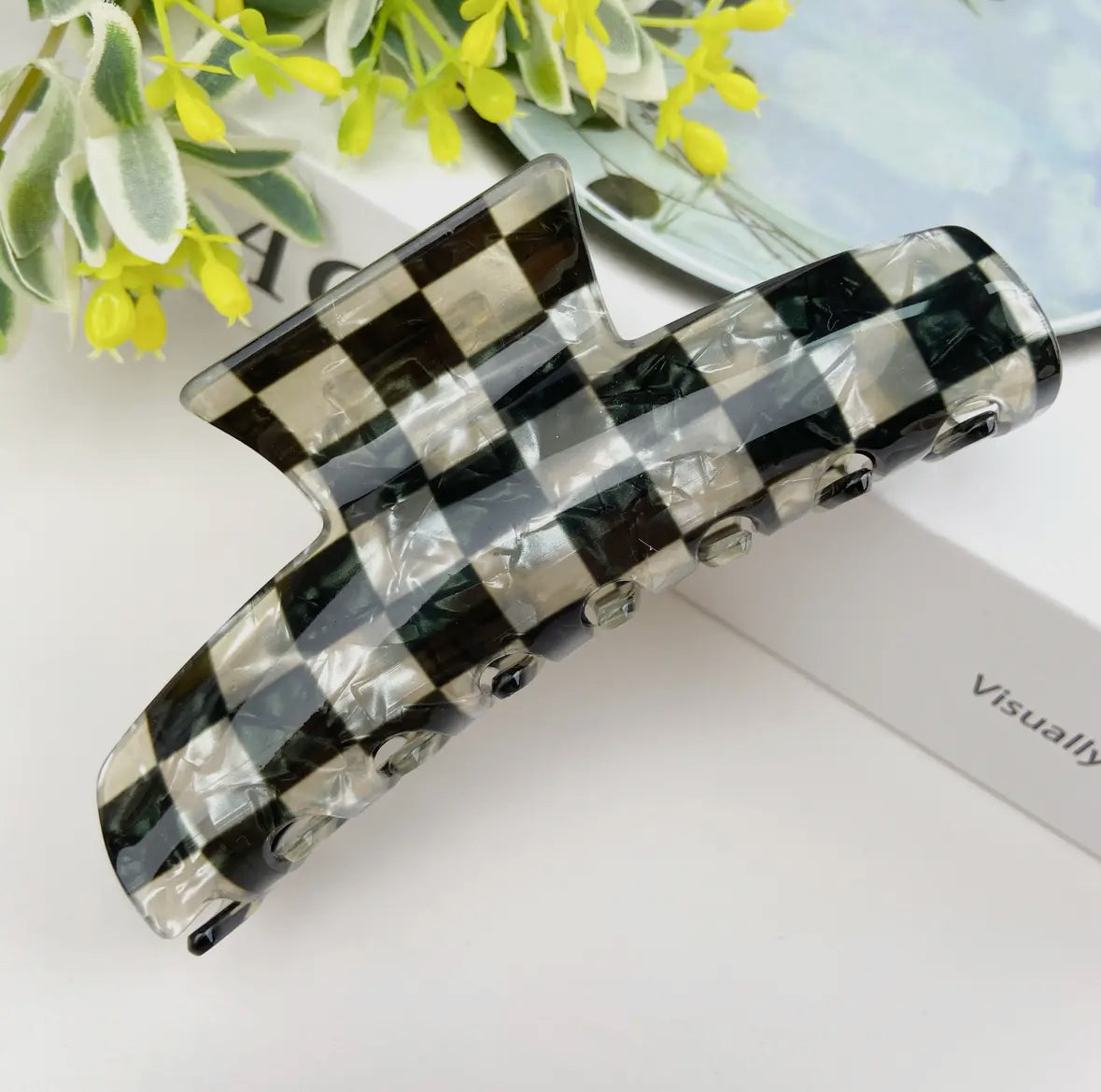 Checkerboard Hair Claw Clip