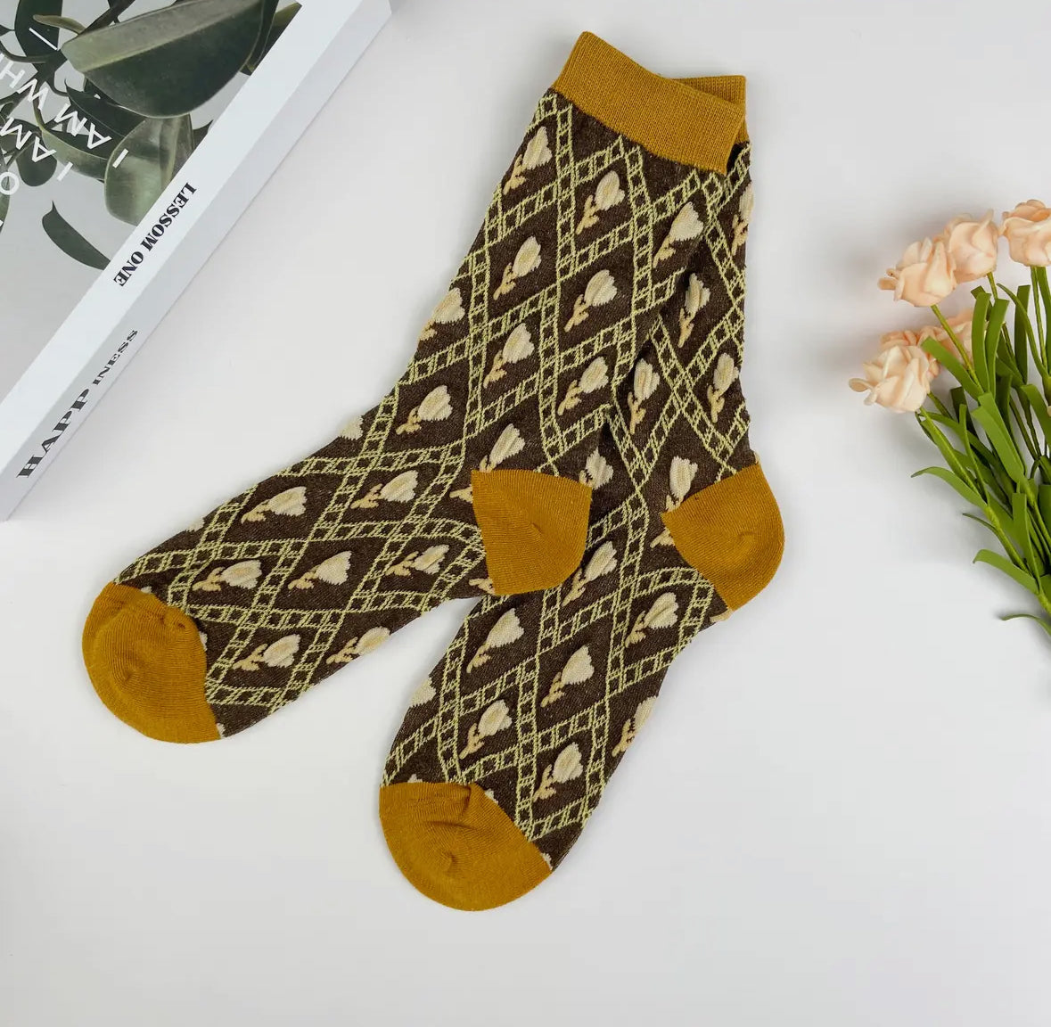 Cotton Midi Floral Socks