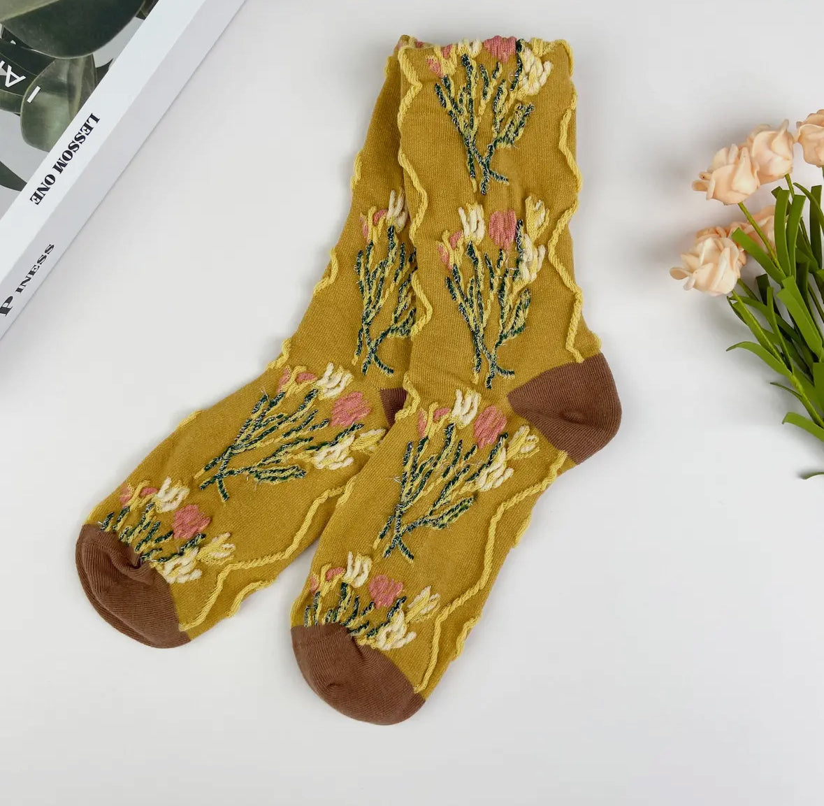 Cotton Midi Floral Socks