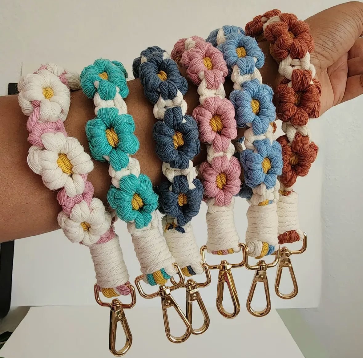 Macrame Boho Flower Lanyard