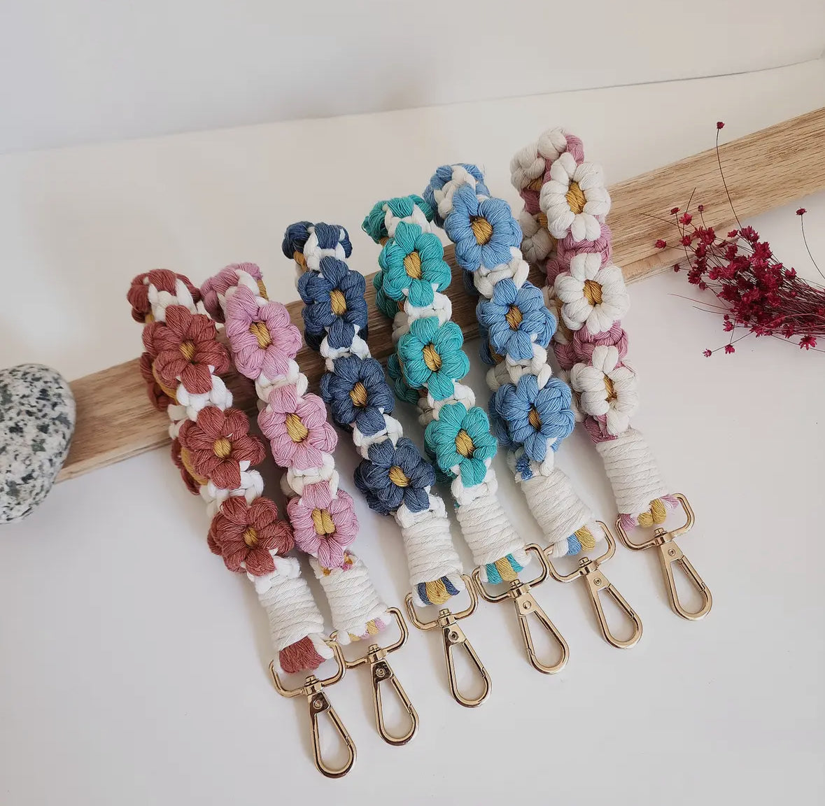 Macrame Boho Flower Lanyard