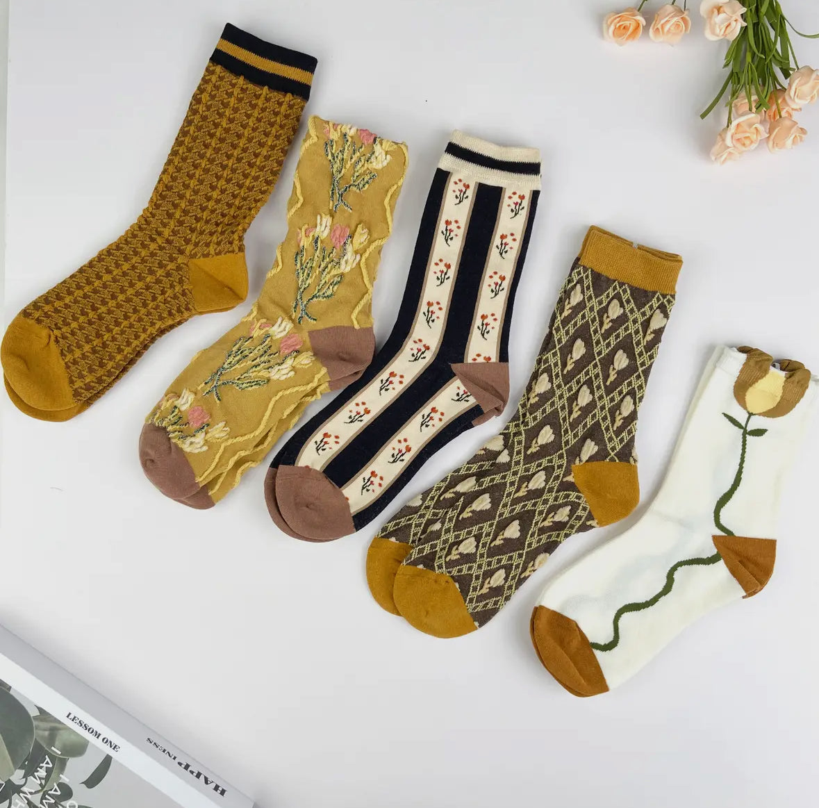 Cotton Midi Floral Socks