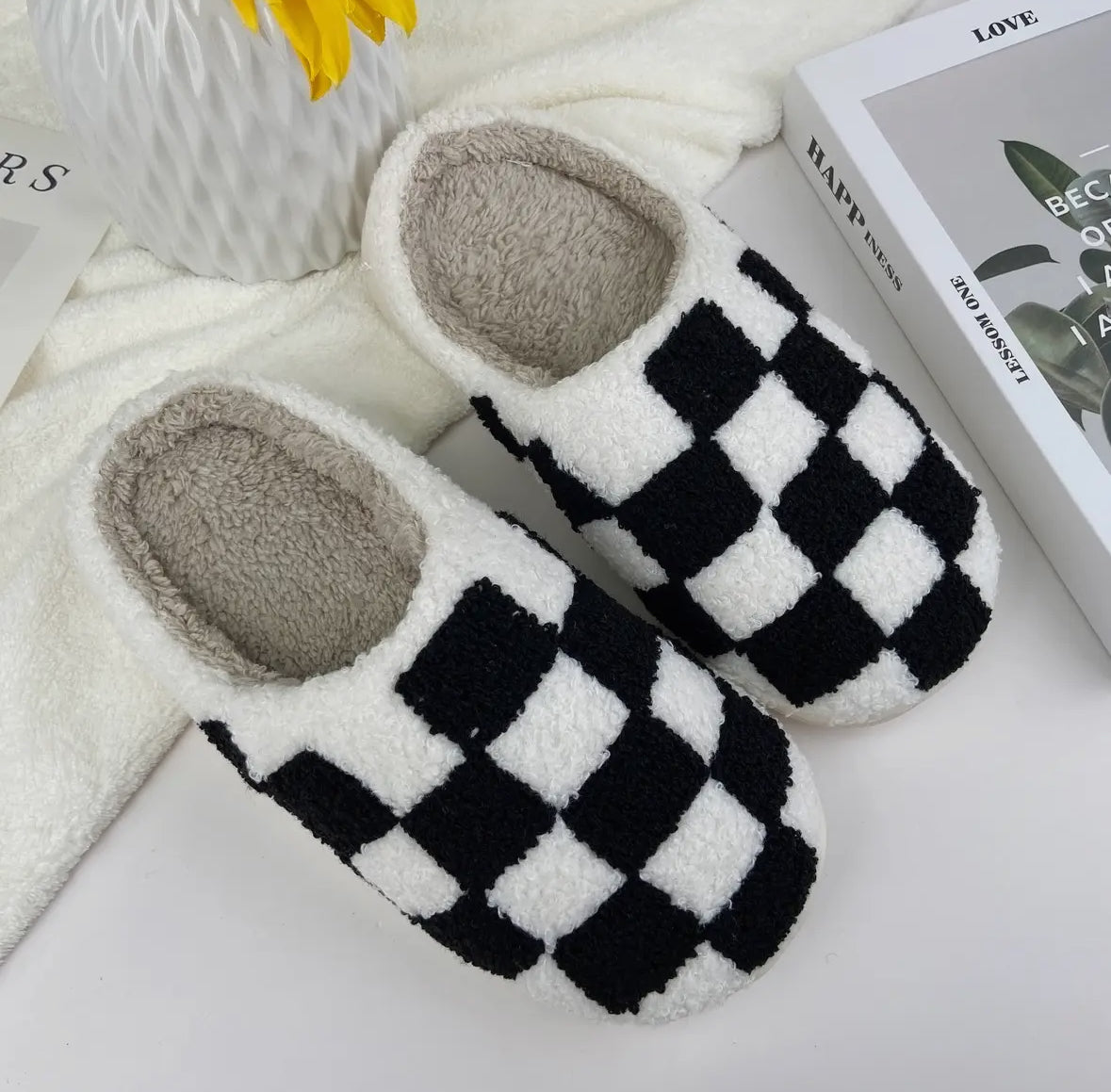 Checkered Cozy Slippers