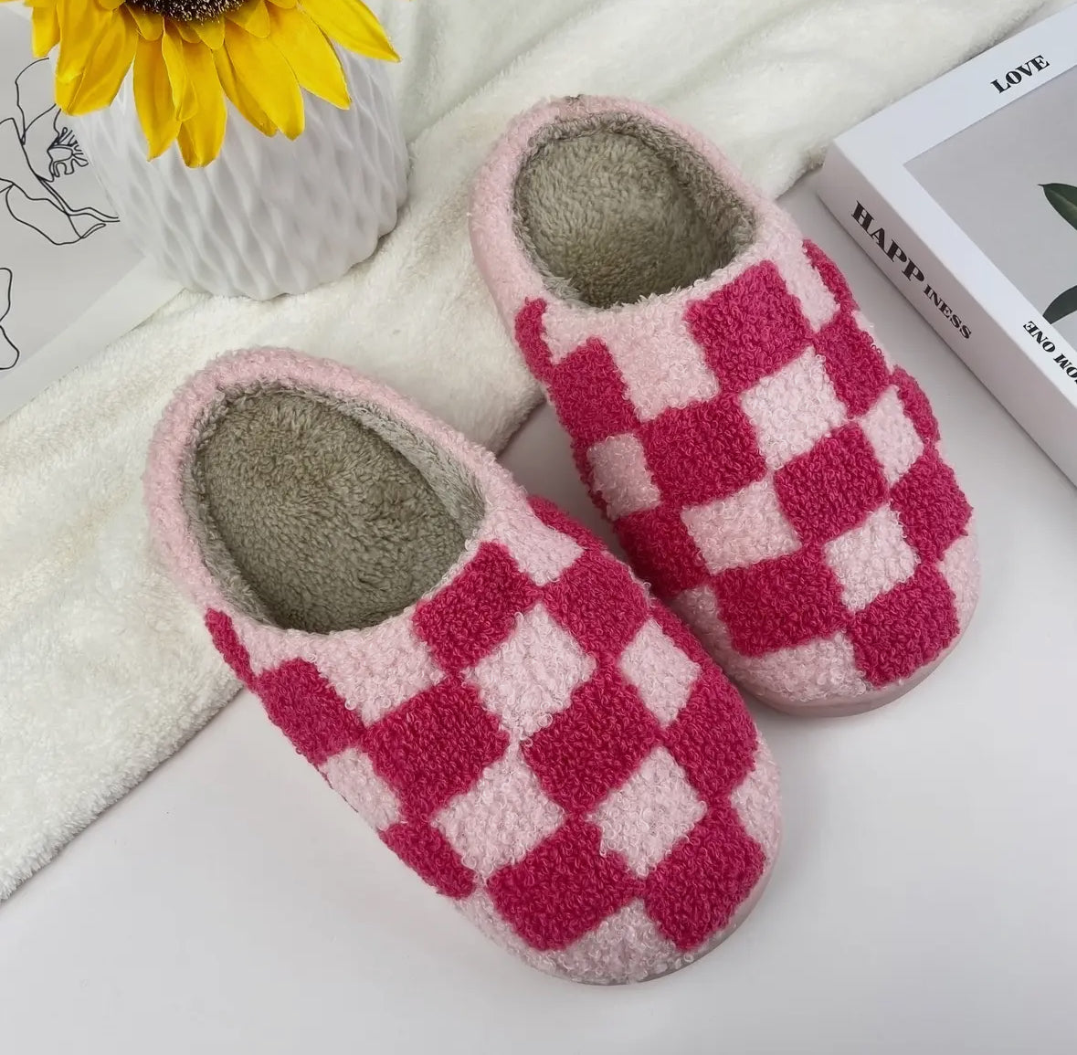 Checkered Cozy Slippers